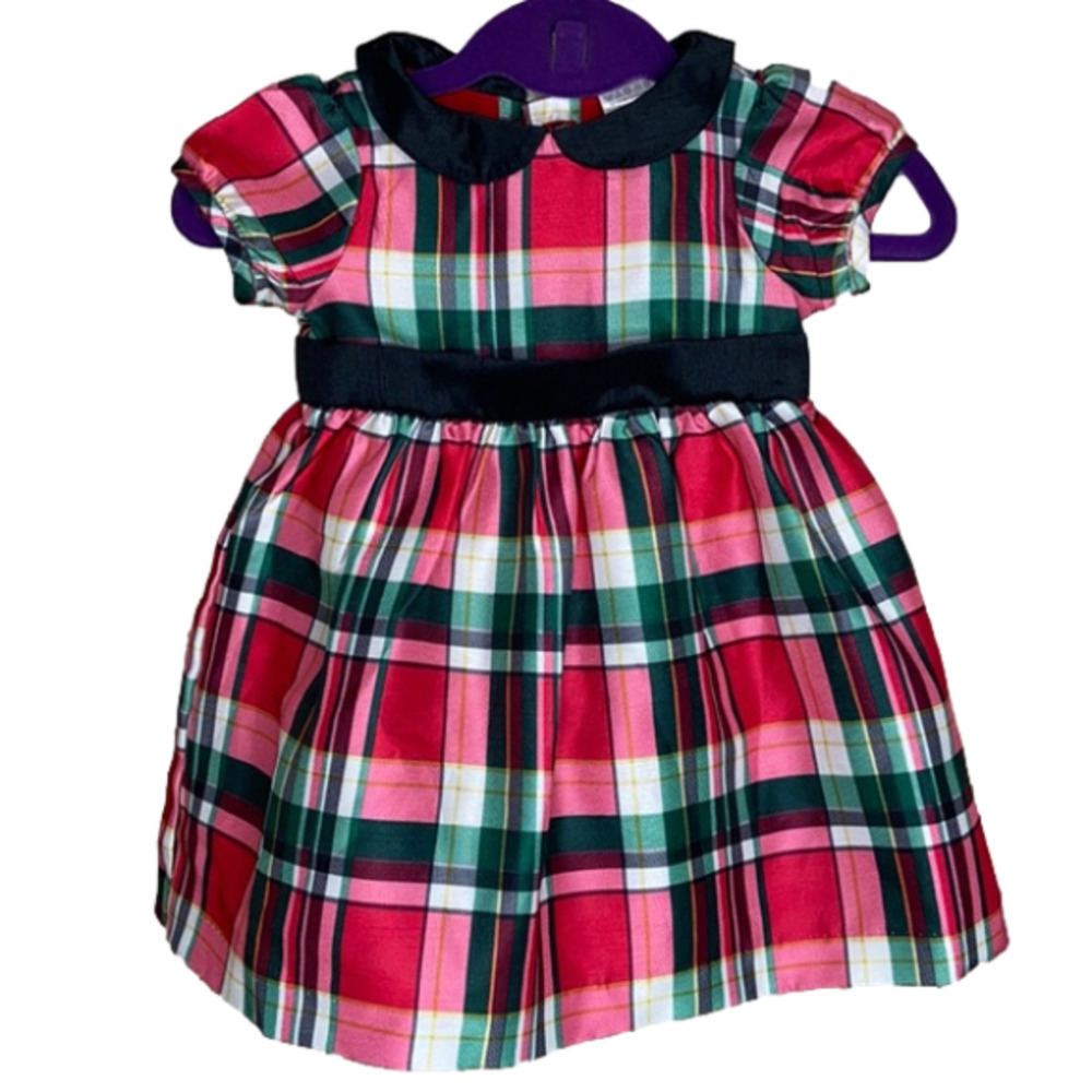 GYMBOREE Girls Red and Black Plaid Holiday Dress Size 3-6 Months